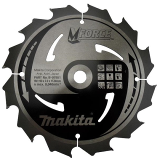 Пиляльний диск Makita MForce по дереву 190x15.88мм x 12 зубів, B-07951