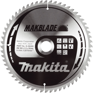 Пиляльний диск Makita MAKBlade по дереву 216x30мм x 40 зуб, B-08872
