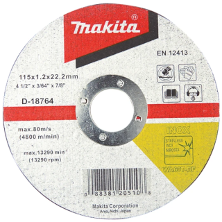 Отрезной диск тонкий для нержавеющей стали изогнутый MAKITA 36T, 230х22.23х2, D-18845