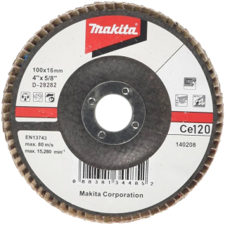 Лепестковый шлифовальный диск угловой Makita Ce120 100х16 мм, D-28282