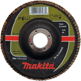 Лепестковый шлифовальный диск для камня, бетона, плитки Makita K80, 115х22.23мм, P-65327