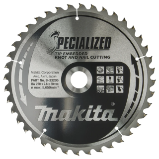 Пиляльний диск по деревині з цвяхами Specialized Makita 270x30 мм 40T