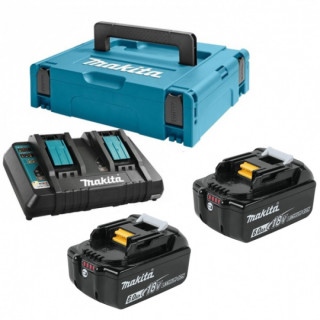 Комплект аккумуляторов Makita серии LXT (BL1860Bx2, DC18RD, Makpac 3