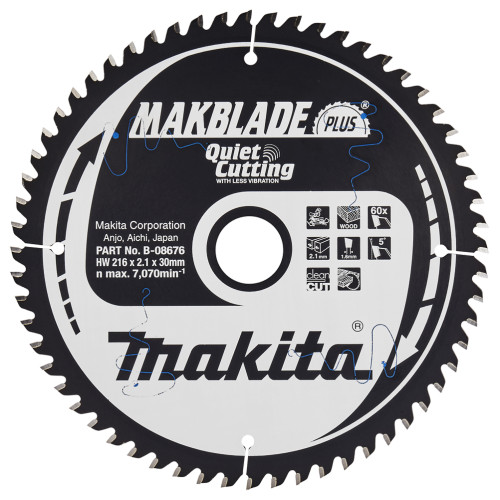 Пиляльний диск MAKBlade Plus: дерево Makita 216 мм 60 зубів