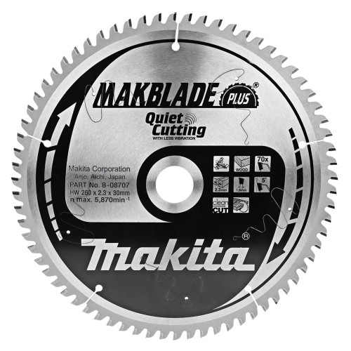 Пиляльний диск MAKBlade Plus: дерево Makita 260 мм 70 зубів