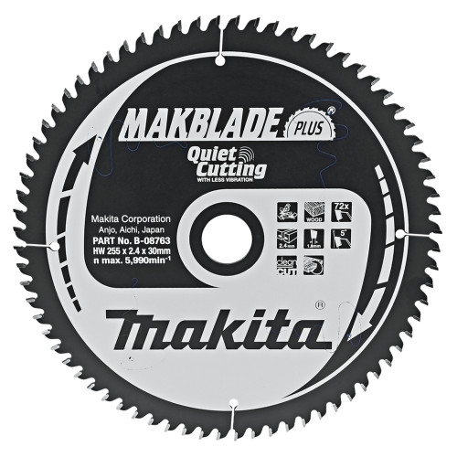 Пиляльний диск MAKBlade Plus: дерево Makita 255 мм 72 зуба