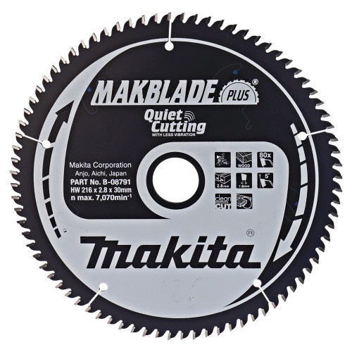 Пильный диск MAKBlade Plus: для дерева, Makita , 216 мм, 80 зубьев