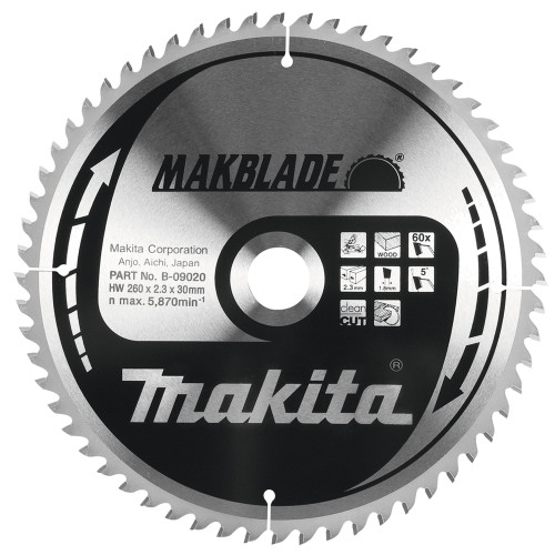 Пильный диск MAKBlade: для дерева, Makita , 260 мм, 60 зубьев