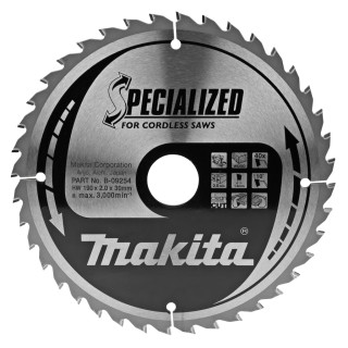 Пиляльний диск Makita для акумуляторних пил SPECIALIZED: дерево 190х30 мм 40Т