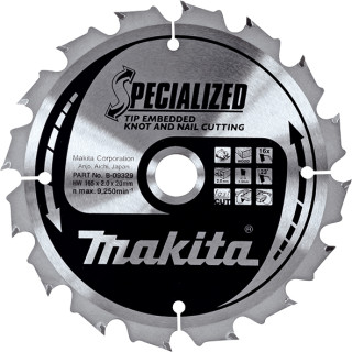 Пиляльний диск SPECIALIZED: дерево з цвяхами Makita 165х20 мм 16 зубів