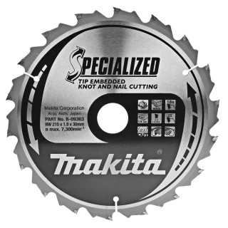 Пиляльний диск SPECIALIZED: дерево з цвяхами Makita 210 мм 18 зубів