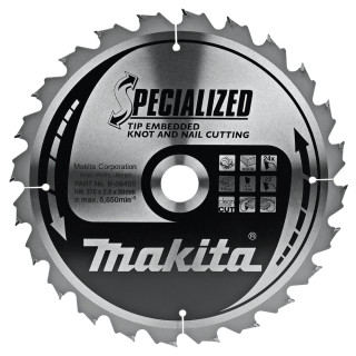 Пильный диск SPECIALIZED: дерево с гвоздями Makita 270×30 мм, 24 зубца
