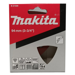 Набор треугольной шлифовальной бумаги Makita 94×94×94 мм, зернистость K60/80/100/120/180, 6 отверстий (10 шт.)