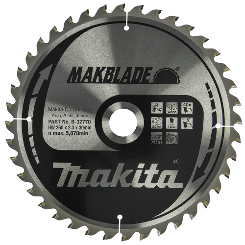 Пильный диск MAKBlade: дерево Makita 260x30 40T
