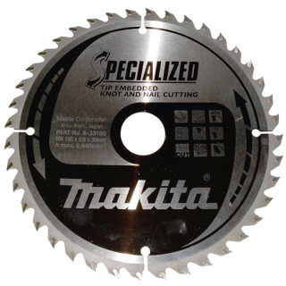 Пильный диск SPECIALIZED Makita 190x30 мм 40T: дерево с гвоздями
