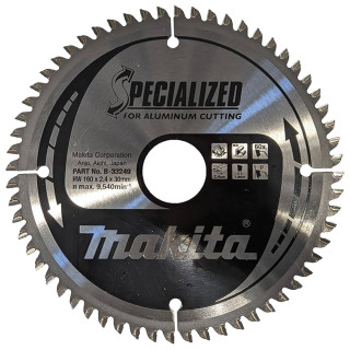 Пильный диск SPECIALIZED Makita 160x30 мм 60T, алюминий