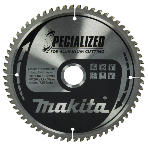 Пильный диск SPECIALIZED: алюминий, ламинат Makita 216×30 мм 64Т