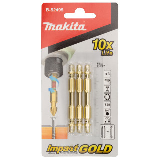 Подвійна торсіонна намагнічена біта Impact Gold Makita Т-25-65 мм, 3 шт