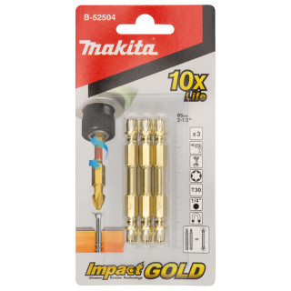 Подвійна торсіонна намагнічена біта Impact Gold Makita Т-30-65 мм, 3 шт