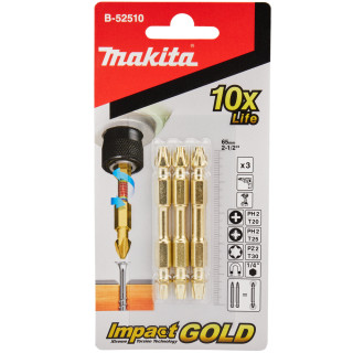 Двойные торсионные ударные насадки Makita PH.PZ.T-65 мм, 3 шт.