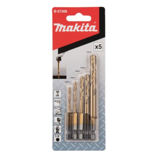 Набір свердел по металу Makita 5 шт HSS-TiN