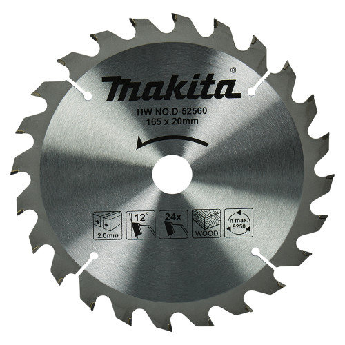 Пиляльний диск ТСТ: дерево Makita 165x20мм x 24 зуба