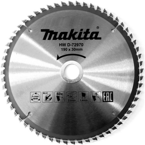 Пиляльний диск TCT: алюміній Makita 190 мм 60 зубів