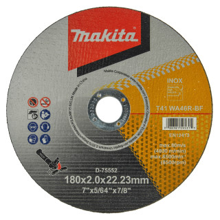Тонкий отрезной диск Makita для нержавеющей стали 180×2×22,23 мм 46R, плоский