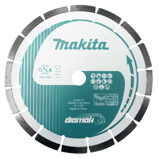 Алмазный диск Diamak: бетон, кирпич, силикатный кирпич, брусчатка /сегмент Makita 230x22,23 мм, сухая/мокрая резка