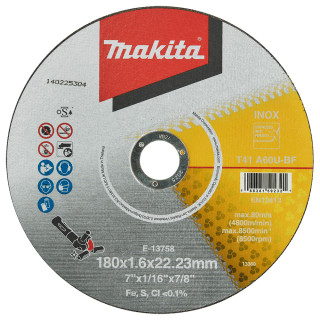 Тонкий отрезной диск Makita для нержавеющей стали 180×1,6 60Т, плоский
