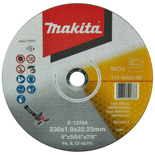 Тонкий отрезной диск Makita для металла и нержавеющей стали 230х1,9 60U, плоский