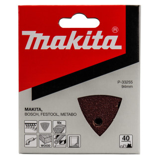 Набор треугольной шлифовальной бумаги Makita 94×94×94 мм К40 с 6 отверстиями (10 шт.)