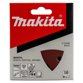Набор треугольной шлифовальной бумаги Makita 94×94×94 мм К150 с 6 отверстиями (10 шт.)