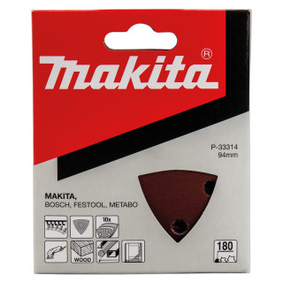 Набор треугольной шлифовальной бумаги Makita 94×94×94 мм К180 с 6 отверстиями (10 шт.)