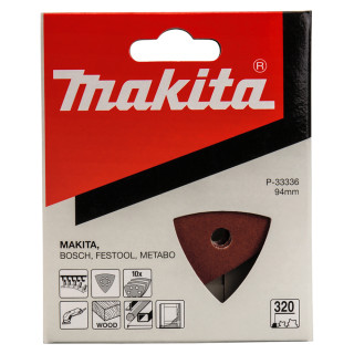 Набор треугольной шлифовальной бумаги Makita 94×94×94 мм К320 с 6 отверстиями (10 шт.)