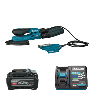 Акумуляторна вібраційна шліфмашин Makita 100x150мм, AWS XGT 40 V MAX BO006CGZ + DC40RA + BL4040F