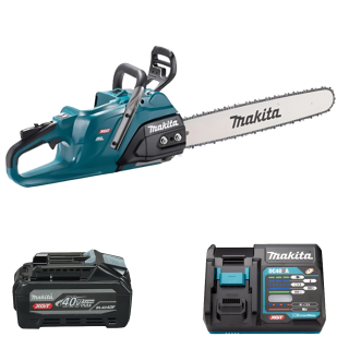 Аккумуляторная цепная пила XGT Makita 40 V MAX UC030GZ + DC40RA + BL4040F