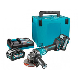 Аккумуляторная угловая шлифмашина XGT, 40 V Max, 125мм, акум BL4040x2 шт, зар. устройство DC40RA, Makpac GA008GM201
