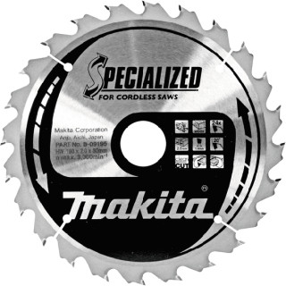 Диск пиляльний по деревині для акум. пил SPECIALIZED 190x30 мм 24T B-09195