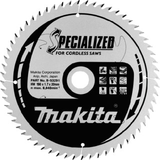 Диск пиляльний по деревині Makita для акум. пили DLS714 SPECIALIZED 190x20 мм 60T