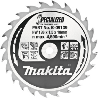 Диск пиляльний по деревині для акум. пил SPECIALIZED 136x10 мм 24T B-09139