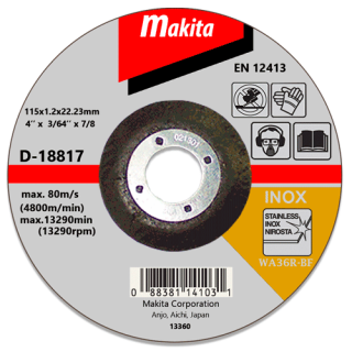 Тонкий отрезной диск по нержавейке вогнутый Makita 115 мм (D-18817)
